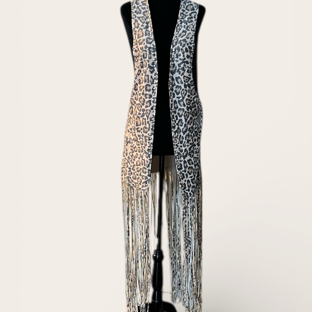 Crazy Train Leopard Print Fringe Vest.